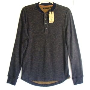 Jeremiah Mens Henley Pullover NWT Size S Blue/Gold